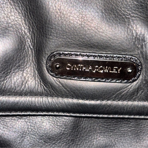 Cynthia Rowley Black Leather Shoulder Bag Tote - Picture 3 of 12